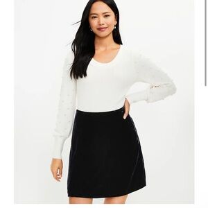 Ann Taylor Black Mini velvet skirt with pockets